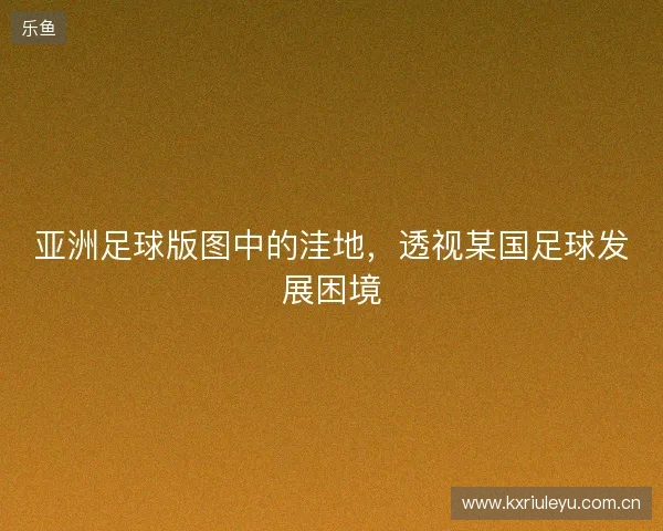 亚洲足球版图中的洼地，透视某国足球发展困境